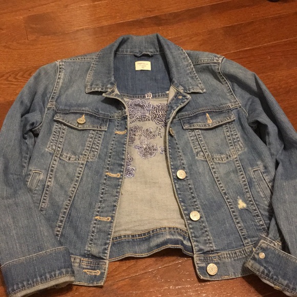 GAP Jackets & Blazers - Jean jacket with blue flower prints